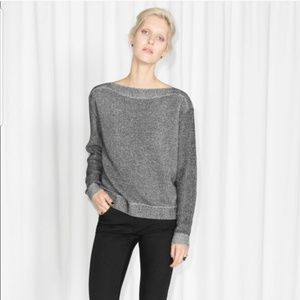 & Other Stories black and white knit boatneck swea